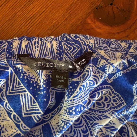 Felicity & Coco Strapless Faux Wrap Dress Blue and White Print Size Medium P - Picture 9 of 13